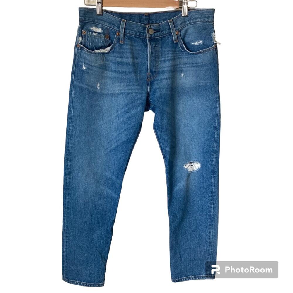 Levi's 501 Distressed Medium Wash Denim Size 28 x 34